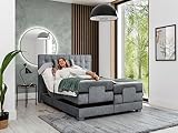 Elektrisches Bett Boxspringbett Mary Doppelbett im Schlafzimmer Taschenmatratze (Grau - Amor 4320, 200 x 200)