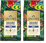 Jacobs Origins Brazil Kaffeebohnen 1kg – Lieblich-Nussiger Geschmack aus Brasilien, Arabica & Robusta Bohnen, Intensität 4/10, ideal für Caffè Crema (Packung mit 2)