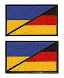 Set mit zwei Flicken – Flagge der Ukraine und Deutschland, 7,2 cm x 4,5 cm, VeIcro, Klettverschluss, hochwertiges Emblem/Abzeichen