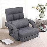 FLOGUOOR Bodenstuhl Klappbar, Bodensofa mit Armlehne, Bodensessel 42 stufig Verstellbar, Bodensitzkissen (Grey) 8803