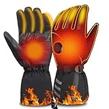 Beheizbare Handschuhe Herren Damen, Beheizte Winterhandschuhe Motorrad Ski Handschuhe mit 4000mAh Wiederaufladbare Akkus,Touchscreen Handschuhe Anti-Rutsch Full Finger Höchsttemperatur 65 ℃ (L)