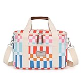 Nanxson Isolierte Kühltasche 15L/29L Großer Kapazität Wiederverwendbare Lunchtasche Tragbare Kühlbox mit verstellbarem Schulterriemen für Schüler Büro Picknick (15L,A-Mehrfarbig Kariert)