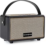 Bennett & Ross BB-820BK Blackmore Junior - Retro Bluetooth Lautsprecher in Lederoptik mit 5200 mAh Akku - Vintage Speaker mit 20W - MicroSD-Eingang mit MP3-Player - Aux-in - Schwarz