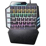 Hiwings Einhand RGB Mechanische Gaming-Tastatur, Blauer Schalter, Tragbare Mini-Gaming-Tastatur mit Handballenauflage, RGB Rainbow Beleuchtung, 38Tasten, Black