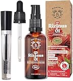 Bionoble Rizinusöl Bio 50ml - 100% Rein, Natürlich, Kaltgepresst - Wimpern, Augenbrauen, Haare, Nägel - Vegan, Cruelty Free - Castor Oil - Glasflasche + Pipette + Pumpe + Mascara Kit
