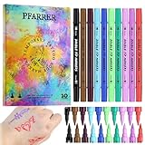 PFARRER Temporäre Tattoo Marker for Skin, 10 colors Tattoo Stifte für die Haut, Dual-End Tattoo Stifte mit Bold and Fine Lines safty Tinte ZYH2312111