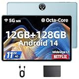 COLORROOM Tablet 11 Zoll, Android 14 Tablet, Octa Core Prozessor, 12GB RAM 128GB ROM 1TB Erweiterung, 1280 x 800 FHD Bildschirm, Bluetooth 5.0, 8000mAh, GPS, WLAN, 5MP + 8MP (Blau)