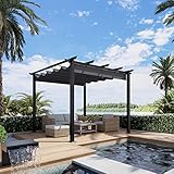 Luckyberry Ausziehbare Pergola für den Außenbereich, 3 x 3 m, mit Sonnenschutz, Überdachung, Terrasse, Metallschutz für Garten, Veranda, Strand, Pavillon, Grillpavillon, moderner Hof, Traubenspalier