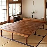 EMOOR Futonbett OSMOS 140 x 200cm für Japanische Futon-Matratze, Höhenverstellbar (5/18/31cm), Retro-Braun, Tatami Natürlich Kiefern Holzbett Palettenbett
