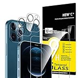 NEW'C 4 Stück, 2 x Panzer Schutz Glas für iPhone 12 Pro und 2 x Kamera Panzer Schutz Glas für Kameraschutz - kratzfest - keine Luftblasen - extrem widerstandsfähig - 9H-Härteglas