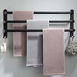 60CM Handtuchhalter Ohne Bohren, Handtuchhalter Schwarz, Handtuchhalter Bad, Handtuchhalter Wand Badezimmer Zubehör Set, Handtuchhalter Küche Handtuchstange Ohne Bohren