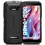 DOOGEE S41T [2023] Rugged Smartphone, 8 GB + 64 GB unzerstörbares Telefon, TF 1 TB, 6300 mAh Android 13 Handy, 13 MP Dreifach-Kamera, 5,5 Zoll HD+, NFC/GPS / IP68 / IP69K Schwarz