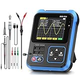 Tragbares Handoszilloskop, 3 in 1 Digitales Oszilloskop 500kHz Bandbreite, USB Wiederaufladbar Digitaltransistortester Oszilloskop mit 2,4'' Farbbildschirm, PWM Rechteckausgang Signalgenerator (Blau)