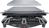 Steba RC 3 Plus Raclette für 8 Personen – Made in Germany – Emaillierte Pfännchen – 26 x 26 cm Grillfläche – Steinplatte & Wendeplatte aus emailliertem Gusseisen