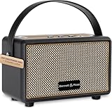 Bennett & Ross BB-820BK Blackmore Junior - Retro Bluetooth Lautsprecher in Lederoptik mit 5200 mAh Akku - Vintage Speaker mit 20W - MicroSD-Eingang mit MP3-Player - Aux-in - Schwarz
