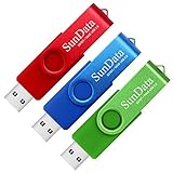 SunData 16GB USB Stick 3 Stück USB 2.0 Speicherstick Flash-laufwerke Rotate Metall (3 Mischfarben: Blau, Grün, Rot)
