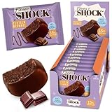 FitnesSHOCK Protein Brownie Snack ohne Zusatz von Zucker, Kekse mit 15% Eiweiß, Dunkle Schokolade, sättigende Ballaststoffe, low carb, weiche Konsistenz, 10 Stück х 50g - Schokolade Geschmack