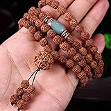 ZHIRCEKE 108 Beads Bracelet Tibetan Buddhist Buddha Natural Bodhi Rudraksha Prayer Mala Necklace Jewelry