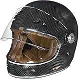 Carbon Jethelm Integralhelm Motorradhelm Chopper Café Racer Sonnenvisier Bobber, Farbe:RT-825 Carbon, Größe:M (57-58)