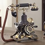 Vintage-Drehscheibentelefon, Retro-Schnurtelefon mit Wahlwiederholungsfunktion, altmodische antike Wandtelefone mit mechanischem und elektronischem Klingelton for die Dekoration im Home-Office