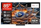Fernseher TCL 85Q8C 85 Zoll QD-Mini LED, 4K HDR Premium 5000, ZeroBorder™, Smart Google TV, CrystGlow WHVA-Panel, Audio von Bang & Olufsen, 144Hz Motion Clarity Pro, Dolby Vision IQ & Atmos