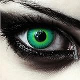 DESIGNLENSES, Gift- grüne farbige Kontaktlinsen ohne Stärke, 1 Paar (2 Stück), für Halloween Karneval Joker Kostüm, weiche Monatslinsen Farblinsen, 'Green Elfe'