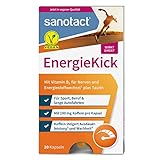 sanotact EnergieKick (20 Kapseln) • Energie Kapseln als Energie Booster • Koffeintabletten mit Taurin & Vitamin B2 • Wachmacher bei Müdigkeit & für mehr Energie • 100% Vegan