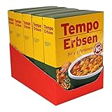 5er Pack Tempo Erbsen 5 x 225 g für 4 - 5 Portionen 10 Minuten Kochzeit gelbe Erbsen Erbsengericht getrocknete