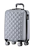 BEIBYE Zwillingsrollen 2066 Hartschale Trolley Koffer Reisekoffer Handgepäck Boardcase M (Silber)