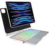 Kolude iPad Pro 11 Zoll Hülle mit Tastatur 4., 3., 2., 1. Generation, iPad Air 5. / 4. Generation Hülle mit Tastatur 11 Zoll Touchpad, Hintergrundbeleuchtung, Tastatur mit Stifthalter, silberfarben