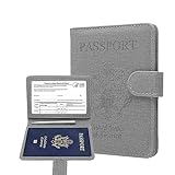 MCmolis Reisepass- und Impfkartenhalter, Lederhülle, Reisedokumente, Organizer, Schutz mit Magnetschnalle, Stoff grau, Modern