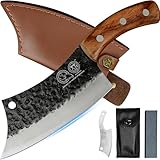XYJ Full Tang 6,2 Zoll Taktisches Küchenmesser Cleaver Kochmesser Mit Lederscheide 4Cr13 Edelstahl Schneiden Schneiden Metzgermesser Geburtstagsgeschenke für Frauen Männer Geschenke Geschenke zum