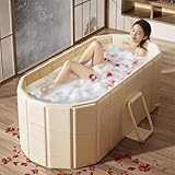 Simcat Faltbare Badewanne für Erwachsene [150cm – 2in1 Eisbad & Warmwasser] – Tragbare Freistehende Badewanne mit Deckel, Ideal für Heim-SPA, Outdoor & Familien – Extra Groß (150x55x50cm, Gelb)