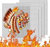 Grillmatte für Gasgrill - 5er Set Gitter BBQ Grillmatten Antihaft Grill Und Backpapier Wiederverwendbar - Teflon Backofenmatte für Holzkohle Elektrogrill Perfekt für Fleisch, Fisch Und Gemüse 40x33 cm