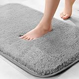 wyewye Mikrofaser-Badematte, Fußmatte, Haustiermatte, 2 cm, super dicker Badteppich, super saugfähig, Badezimmerteppich, 40 x 60 cm, Grau