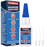Sekundenkleber Extra Stark 30 g, Superkleber mit Anti-Austrocknungs-Spitze, Super Glue Für Plastik, Glas, Keramik, Metall, Holz, Diy, Präzise Reparaturen, Wasserdicht, Hitzebeständig