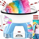 KESSER® Zuckerwattemaschine Set für Dein zuhause - Mit 30x Zuckerwatte Stäbchen & Messlöffel - Retro Cotton Candy Maschine - Zuckerwatte Maschine Mit Zubehör - Höhe 22 cm - 500 W Blau Weiß
