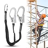 HERCHR Elastischer Haken Sicherheitsgurt, 25kN Doppelte Große Hakenschnur aus Stahl, 25mm Stoßdämpfendes Sicherheits Lanyard, Anti-Fall Sicherheitsseil, Wireman Sicherheitsgurt Für Den Außenbereich