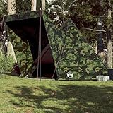 Tipi-Familienzelt 6 Personen mit Wasserdichtem Polyester, Abnehmbarem Überzelt, E-Anschluss, Tunnelzelt für Garten, Camping Zelt, Tarnmuster, 408 x 350 x 240 cm
