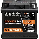 EXAKT Autobatterie 12V 55Ah Starterbatterie PKW KFZ Auto Batterie (55Ah)