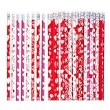 Nydotd 50 Stück Valentinstags-Bleistifte, Valentinstags-Holzstifte, Großpackung mit Radiergummis für Kinder, Partygeschenke, Valentinstag, Austauschgeschenke, Geschenktüten, Giveaways, Schule,