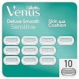 Gillette Venus Deluxe Smooth Sensitive Rasierklingen Damen, 10 Ersatzklingen für Damenrasierer mit 5-fach Klinge, für eine länger anhaltende, glatte Rasur