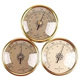 Barometer, Barometer für das Haus, 7, 2 * 7, 2 cm Wand-Thermometer-Hygrometer, 3 Stcs Wireless Wetterstation für den Haushaltsgebrauch, Gold Digital