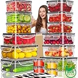 HELISAN Frischhaltedosen mit Deckel Set - 32-teilige Multikapazität Tupperdosen Set - 100% Auslaufsicher - BPA-Frei Frischhaltedose für Küche Meal Prep Boxen (16 Behälter+16 Deckel)