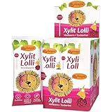 Birkengold Xylit Lolli zuckerfrei | 20 x 6g einzeln verpackt | vegan | zuckerfreier Dauerlutscher | Multivitamin Zahnpflege Lolli | Frucht Lolli Himbeere