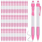 Beausoleil 50 Stück lose Rosenstifte, einziehbare Kugelschreiber, schwarze Tinte, für Bürobedarf, Damen, Mädchen, Geschenk, einfach zu bedienen, Rosa