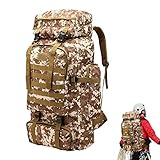KLUFO Armee-Rucksack für Männer, Heavy Duty Waterproof Bugout Bag 80L Large Capacity, Wanderrucksäcke für Outdoor-Wandern, Bergsteigen, Backpacking (Wüsten-Tarn)