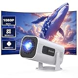 Polocsh Beamer, Mini Beamer 4k Heimkino mit Android 11.0, WLAN6 und BT5.2, 1080P Full HD Mini Projektor mit Auto Keystone, 150″ Display Portable Mini Beamer mit 180° Drehung mit HDMI/USB/AV, Weiß