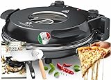 KESSER® Pizza-Ofen elektrisch bis 400 Grad | Elektrischer Pizzabäcker 1200W mit feuerfester Steinplatte & Timer Durchmesser 32cm | 5 Heizstufen & Sichtfenster | inkl. Pizzaschneider & Rezeptbuch