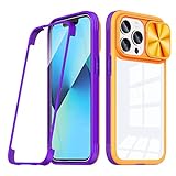 KOAHS Cases for iPhone 14/14 plus/14 Pro/14 Pro max, Tempered Glass Screen Protector + Camera Lens Protector, Military Grade Protection, Sturdy Double,Purple,14 Pro 6.1''